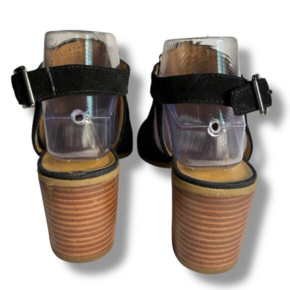 Franco Sarto Harlet2 Perforated Leather Suede Chunky Heel Sandals Shoes 7M - Picture 3 of 13